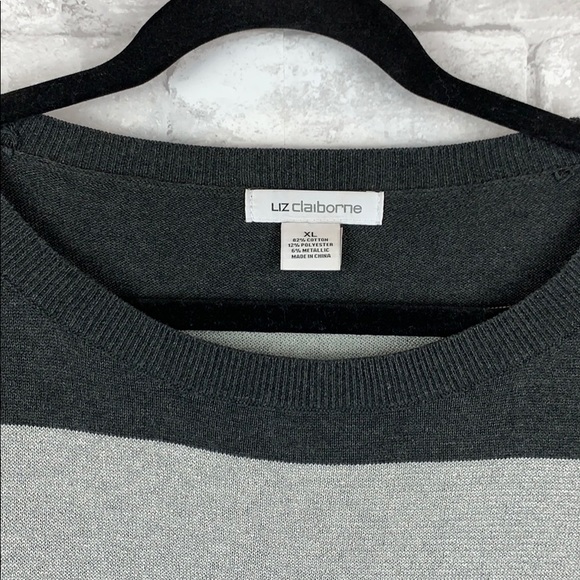 Gray/Silver Metallic Striped Sweater XL - Picture 3 of 8